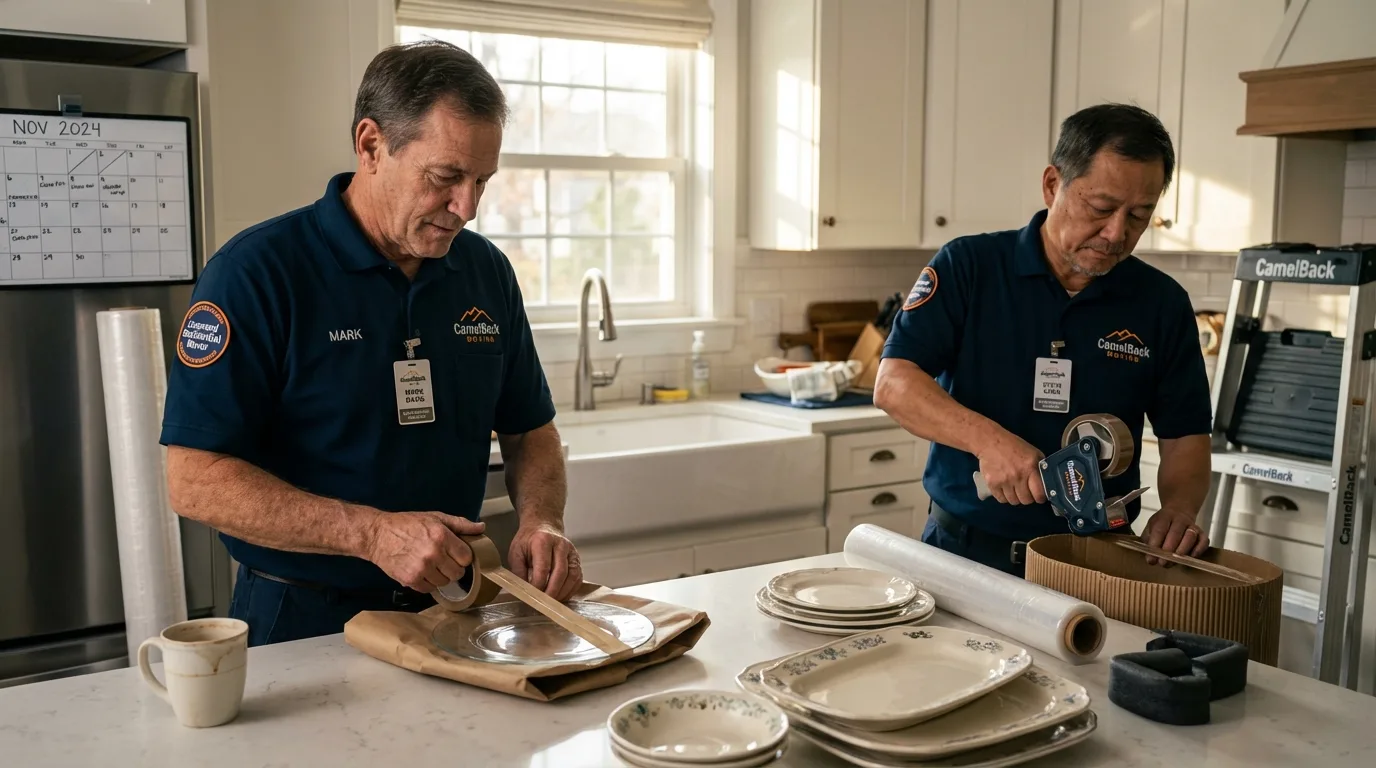 Professional crew packing kitchen dishware in Gatesville, NC